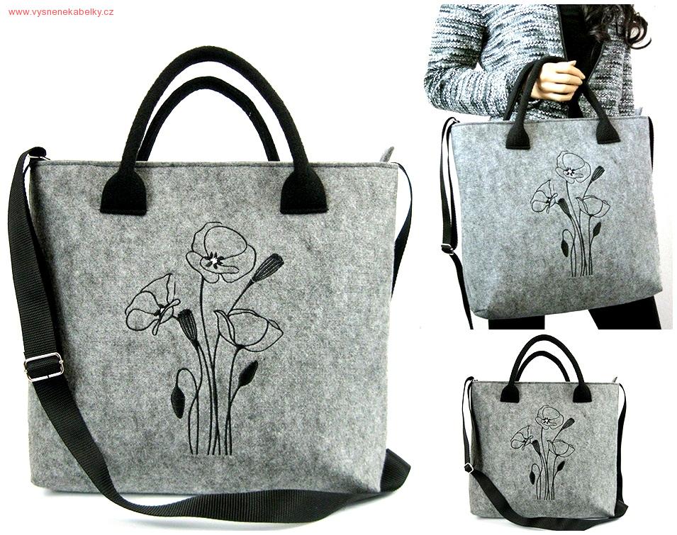 Kabelka Crossbody vlčí máky černé na sv. šedé